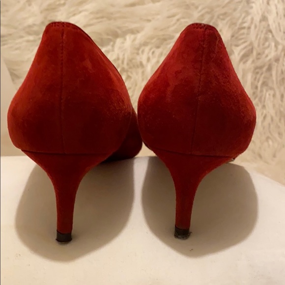 Stuart Weitzman red suede pumps. - Picture 6 of 6